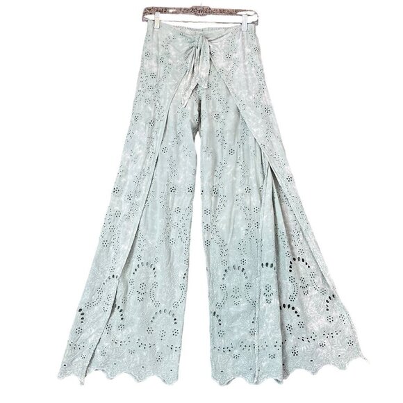 Young Fabulous & Broke Geneva Eyelet split wide leg pants Size XS Embroidered - Picture 3 of 12